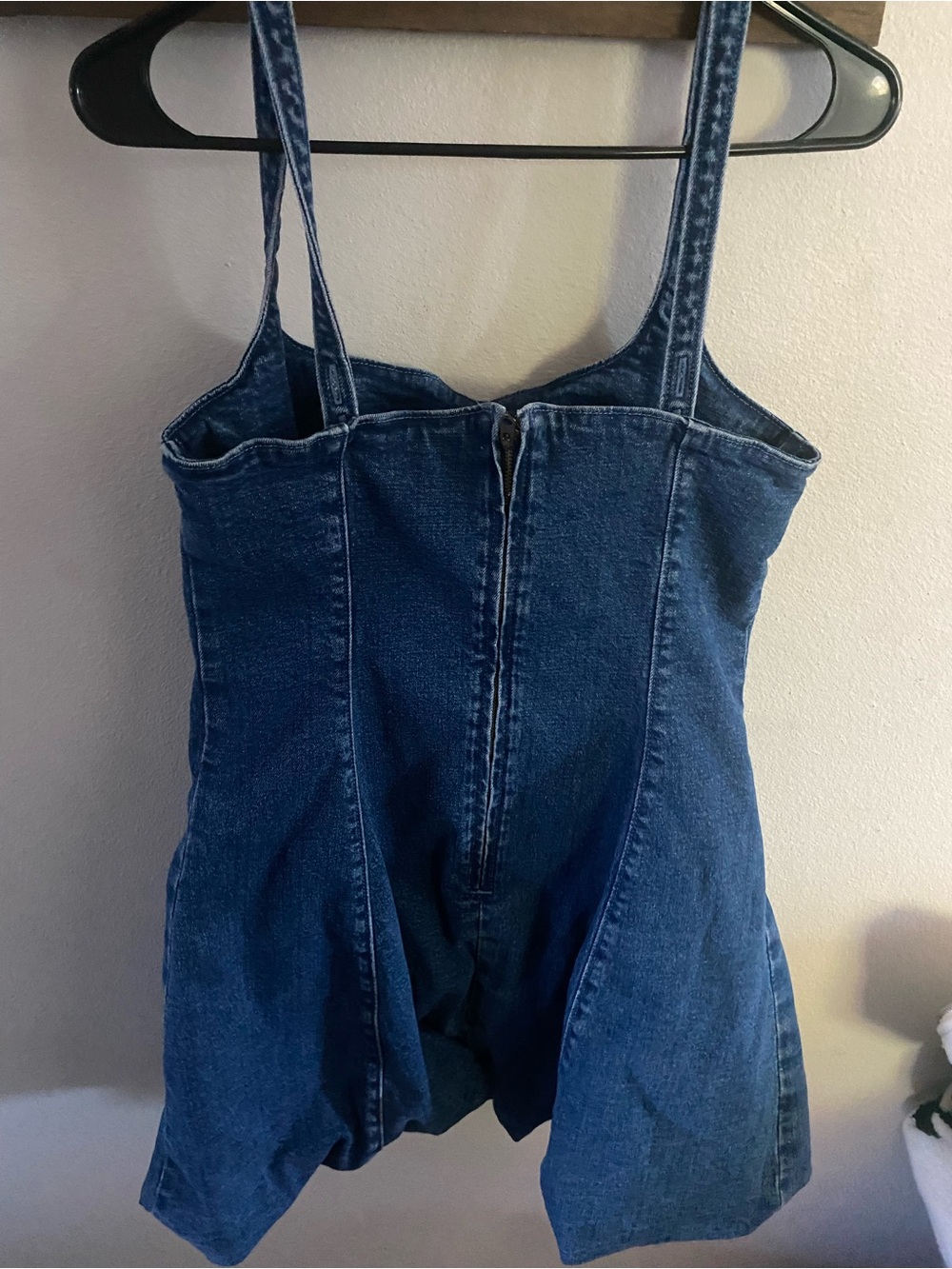 Abercrombie & Fitch Squareneck Bubble Hem Blue Denim Mini Dress Size Medium - Picture 4 of 4